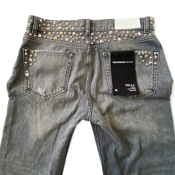 NWT The Kooples Jeans Nelly Studded Gray Low Rise Jeans, Size 26 - Picture 5 of 14